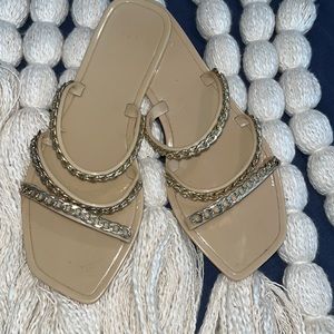 JLos Sandals Gold and Tan